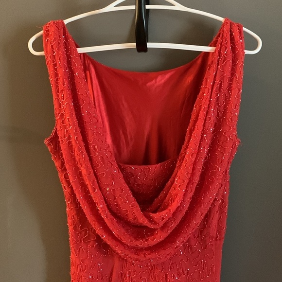 Vintage y2k debut maxi fully beaded red dress - Picture 6 of 14